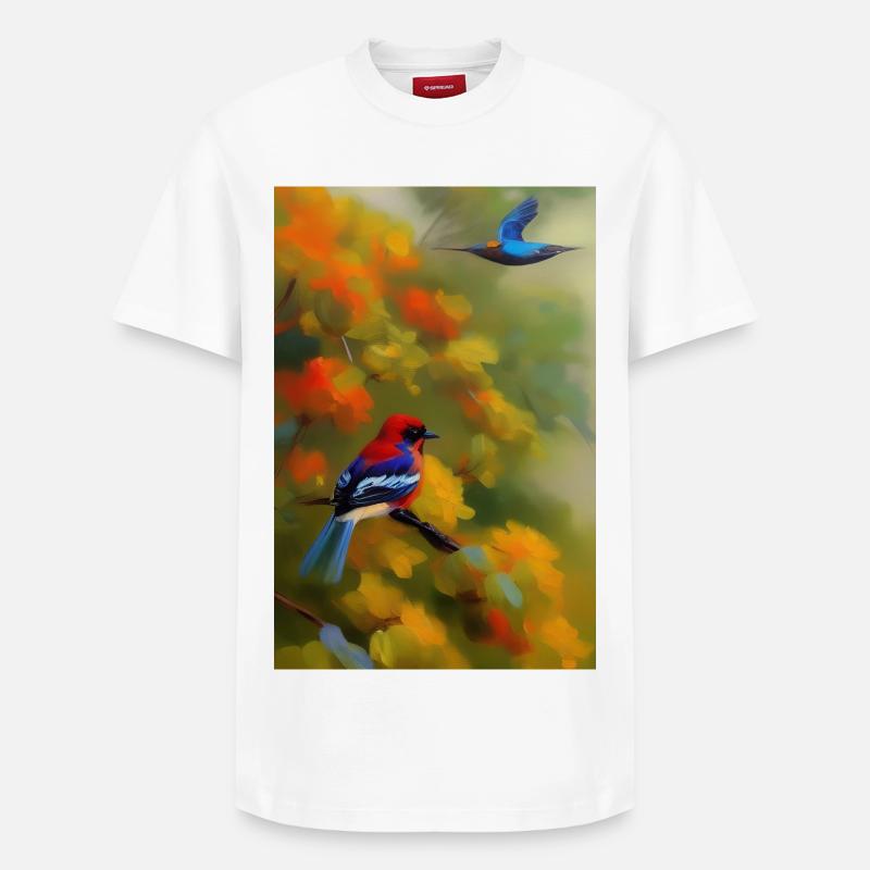 Oiseau sur branche - T-shirt unisexe décontracté en coton Supima – de SPREAD - blanc