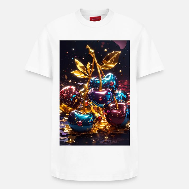 Cerises dorées - T-shirt unisexe décontracté en coton Supima – de SPREAD - blanc