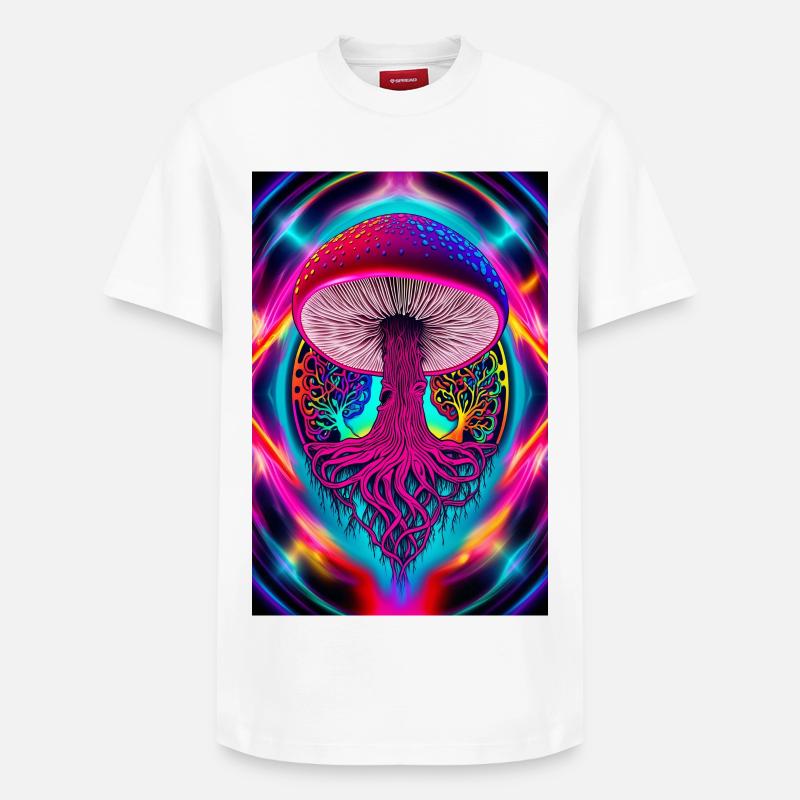 Champignon psychédélique - T-shirt unisexe décontracté en coton Supima – de SPREAD - blanc