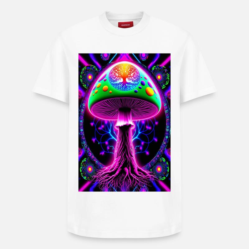 Champignon psychédélique - T-shirt unisexe décontracté en coton Supima – de SPREAD - blanc