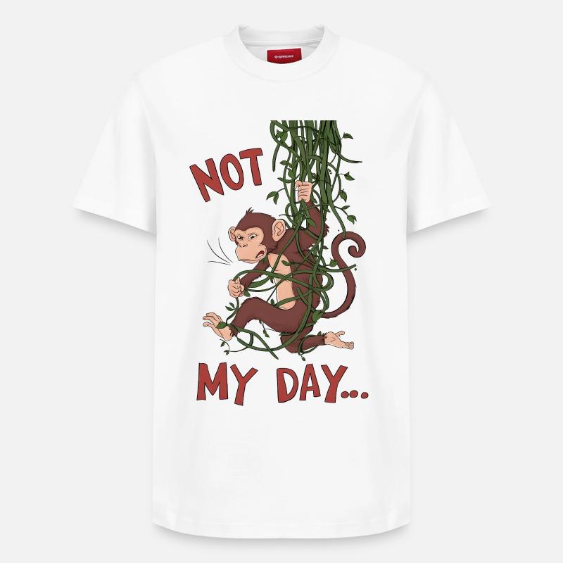 Pas mon singe de jour - T-shirt unisexe décontracté en coton Supima – de SPREAD - blanc