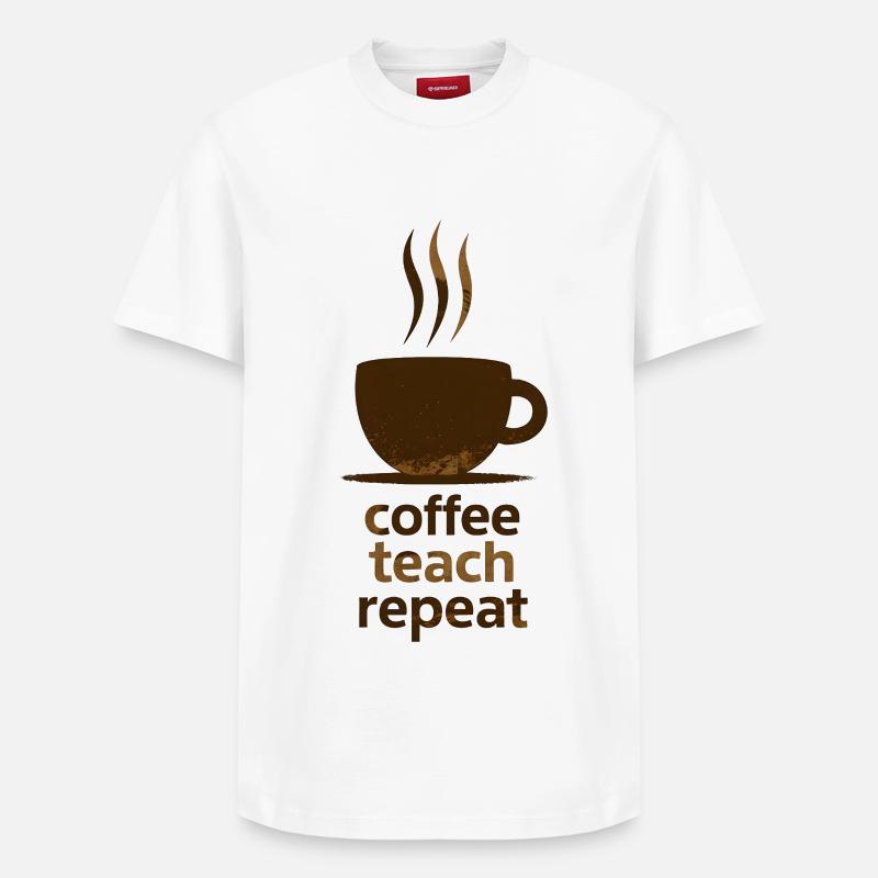 Café, Enseigner, Répéter - T-shirt unisexe décontracté en coton Supima – de SPREAD - blanc