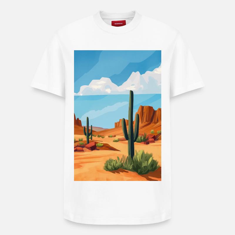Poster Illustration Paysage de Désert - T-shirt unisexe décontracté en coton Supima – de SPREAD - blanc