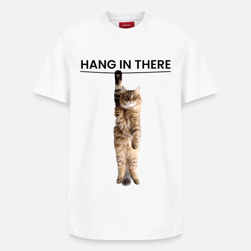 Accrochez-vous - Édition chat mignon - T-shirt unisexe décontracté en coton Supima – de SPREAD - blanc
