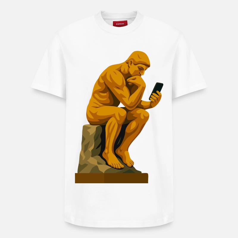 Le Penseur (connecté) - T-shirt unisexe décontracté en coton Supima – de SPREAD - blanc