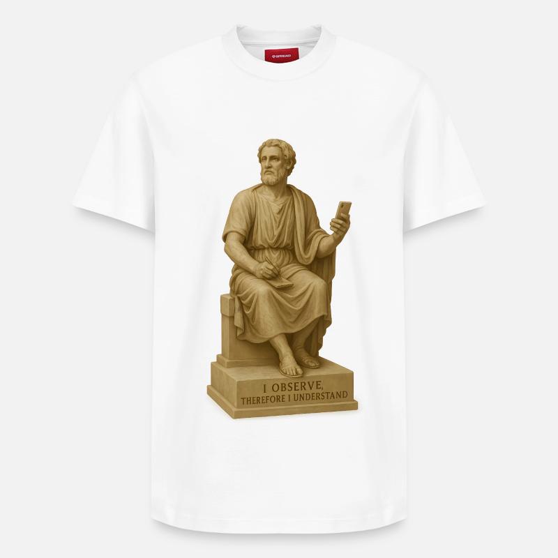 Antiker Philosophenstatue mit Smartphone - Relaxed Unisex Supima Cotton T-Shirt – von SPREAD - Weiß