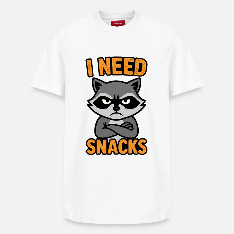 Grummelnder Waschbär I need Snacks - T-shirt unisexe décontracté en coton Supima – de SPREAD - blanc