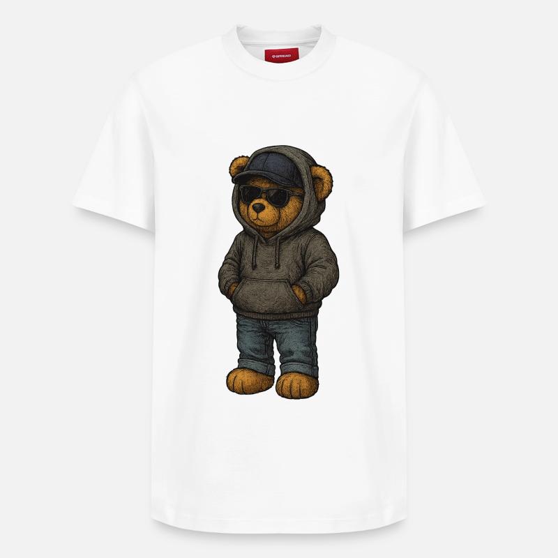 Urban Kapuzenpullover Bär - Relaxed Unisex Supima Cotton T-Shirt – von SPREAD - Weiß