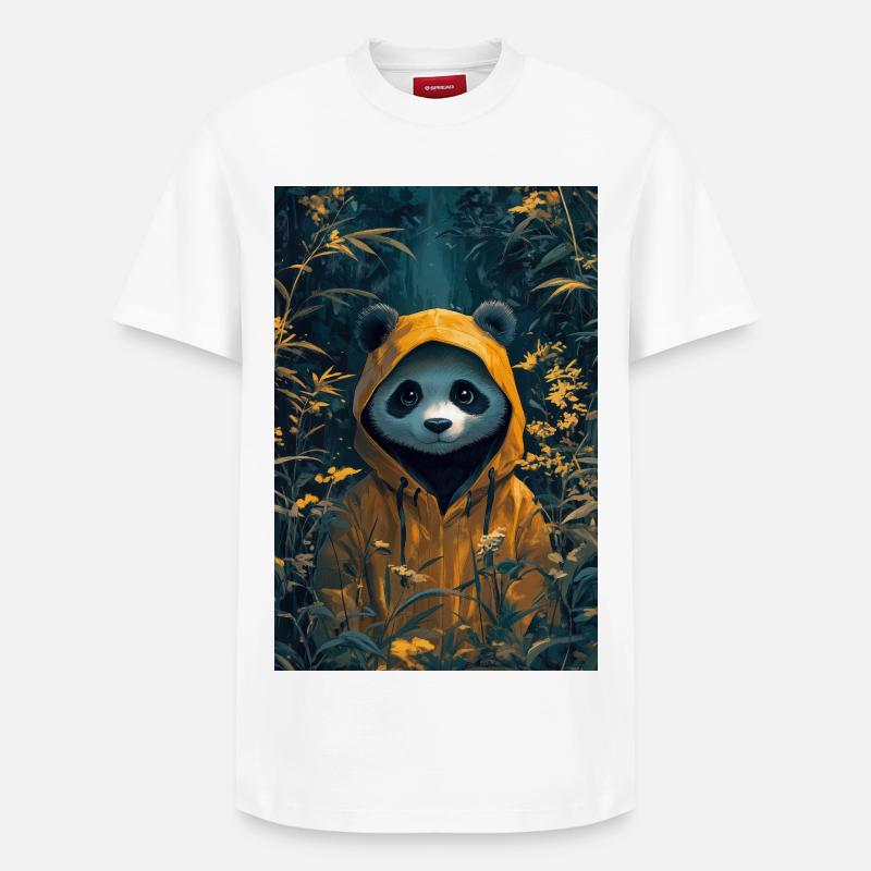 Illustration eines humanoiden Pandas - Relaxed Unisex Supima Cotton T-Shirt – von SPREAD - Weiß