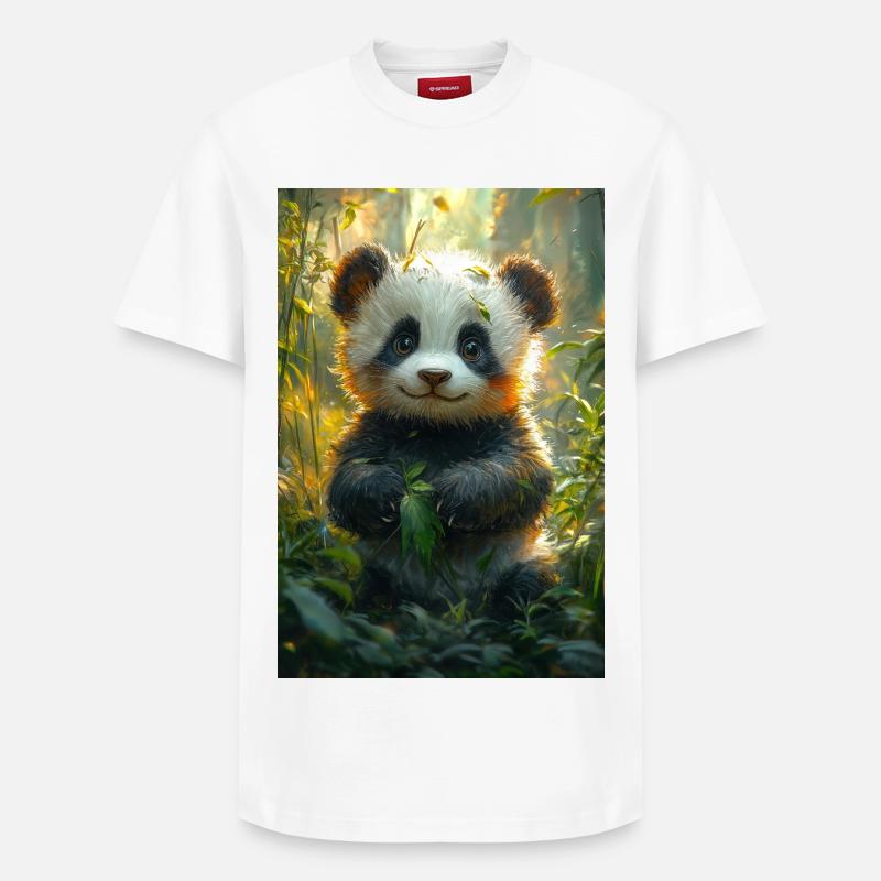 Illustration eines Pandas - Relaxed Unisex Supima Cotton T-Shirt – von SPREAD - Weiß