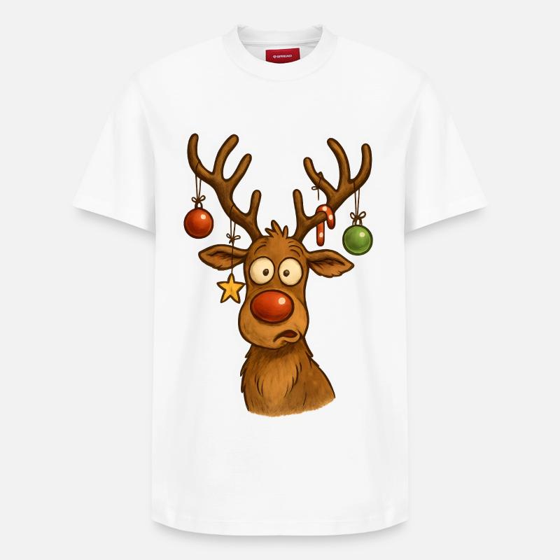 Reh mit Weihnachtskugeln - Relaxed Unisex Supima Cotton T-Shirt – von SPREAD - Weiß