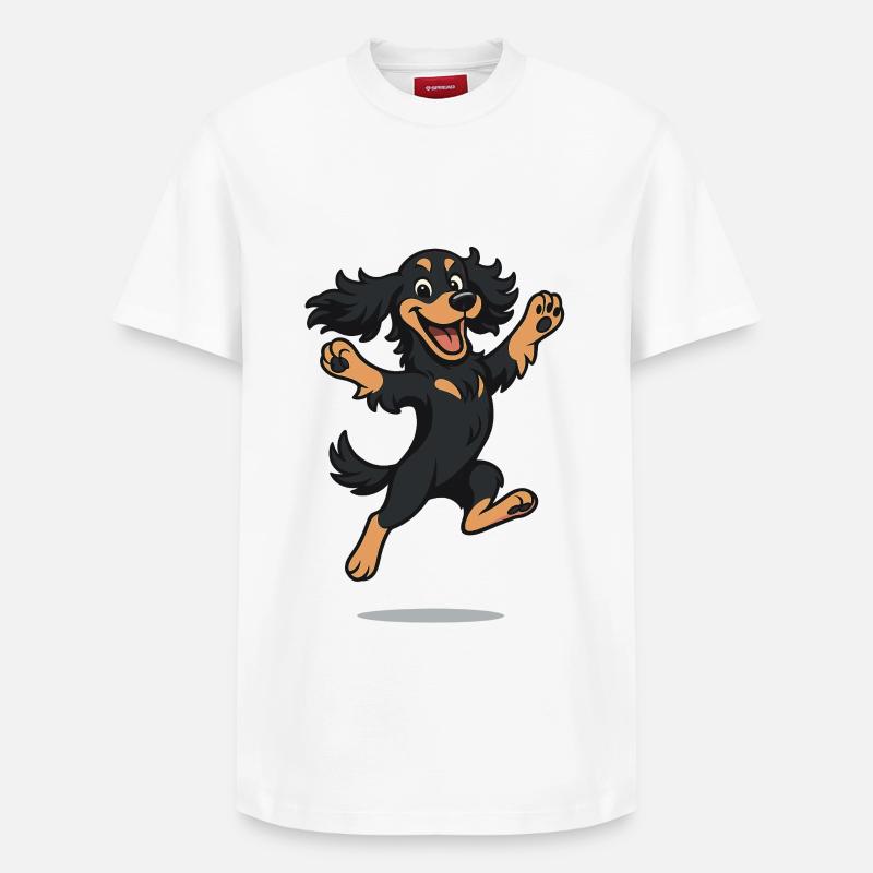 Cocker Spaniel de dessins animés rebondissants - T-shirt unisexe décontracté en coton Supima – de SPREAD - blanc