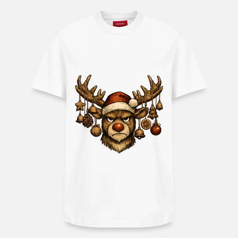 Hirsch Rudolph Joyeux Noël - T-shirt unisexe décontracté en coton Supima – de SPREAD - blanc