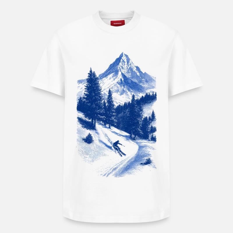 Silhouette du sommet bleu - T-shirt unisexe décontracté en coton Supima – de SPREAD - blanc