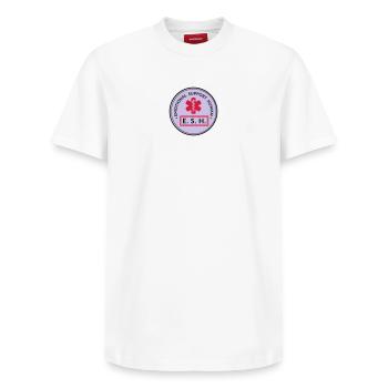 Emotional Support Human - Relaxed Unisex Supima Cotton T-Shirt – von SPREAD - Weiß - Vorne - AI Model Female 172 dark (172cm) & AI Model Male 185 dark (185cm)