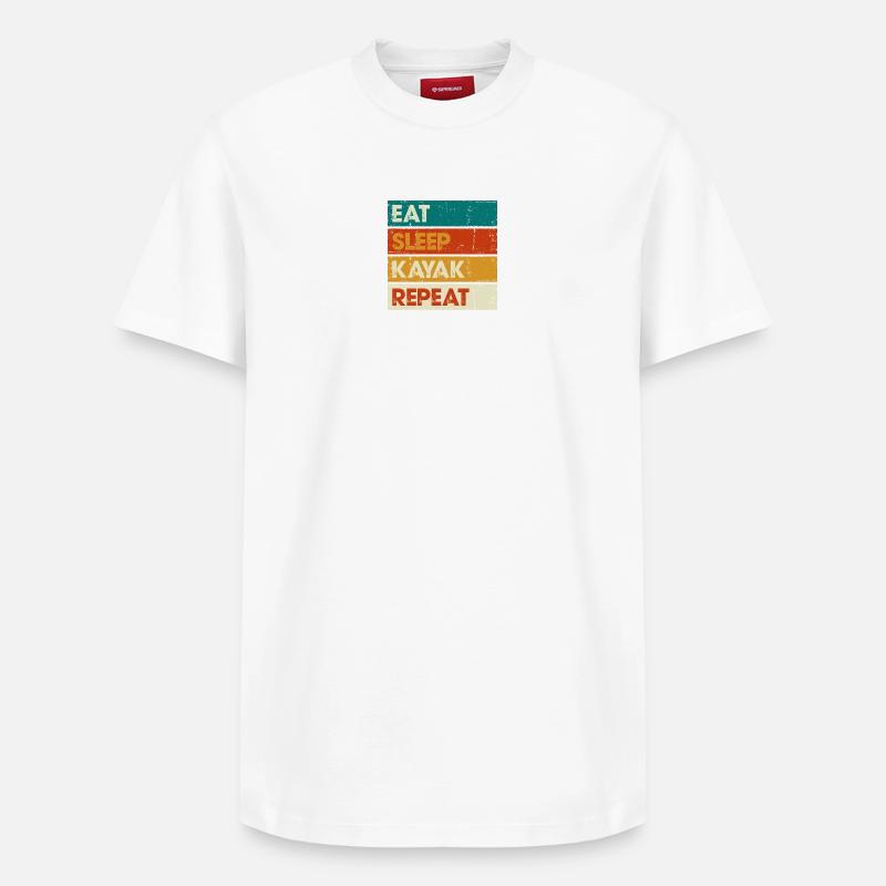 Manger dormir kayak répéter - T-shirt unisexe décontracté en coton Supima – de SPREAD - blanc