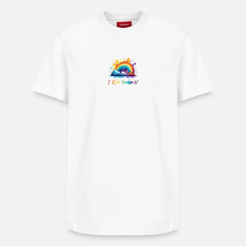 J’aime les arcs-en-ciel - T-shirt unisexe décontracté en coton Supima – de SPREAD - blanc