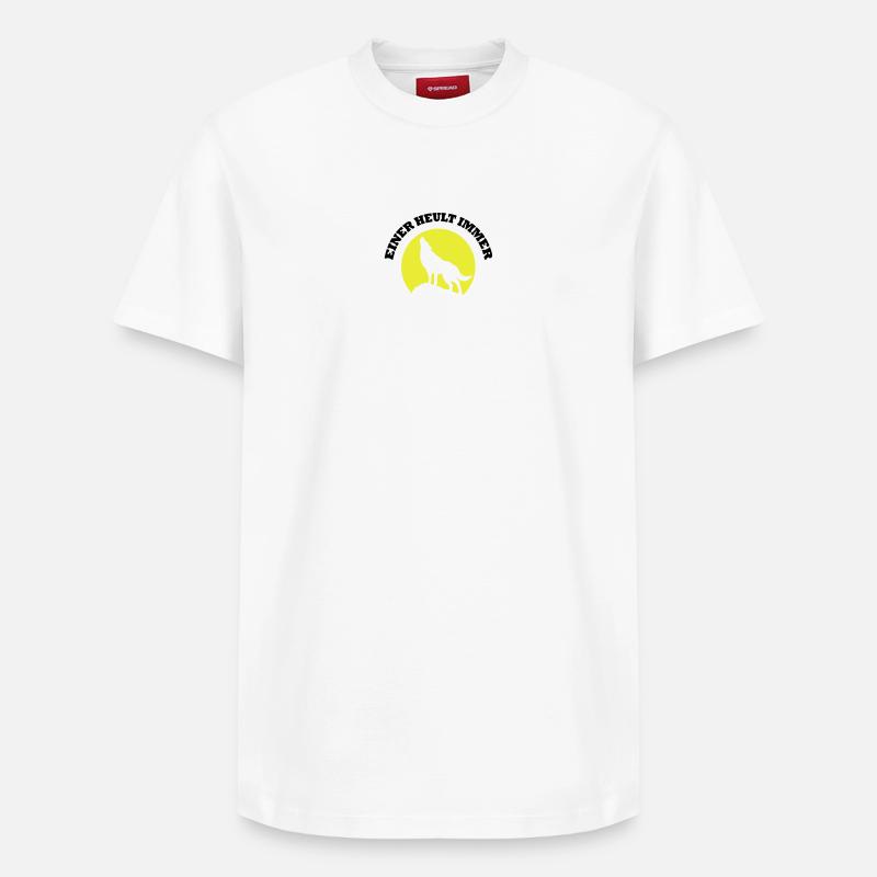 lune wolf_einer_heult_immer - T-shirt unisexe décontracté en coton Supima – de SPREAD - blanc