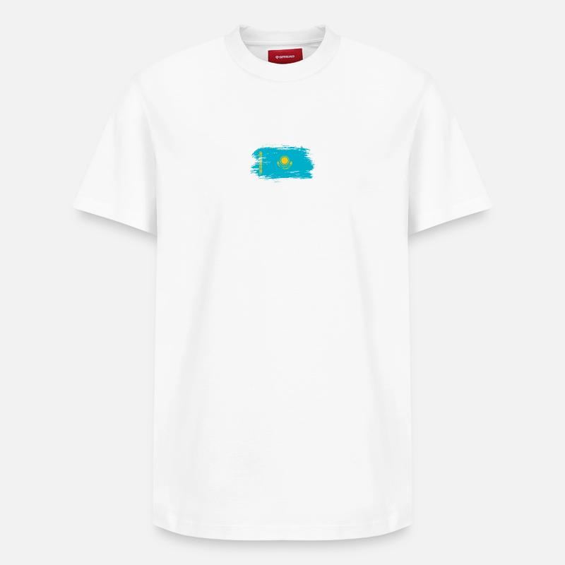 Drapeau du Kazakhstan - T-shirt unisexe décontracté en coton Supima – de SPREAD - blanc