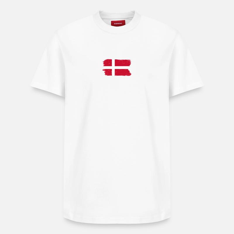 Pinceau drapeau danois vieilli - T-shirt unisexe décontracté en coton Supima – de SPREAD - blanc