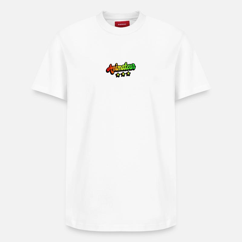 Animateur Regenbogen Design - Relaxed Unisex Supima Cotton T-Shirt – von SPREAD - Weiß