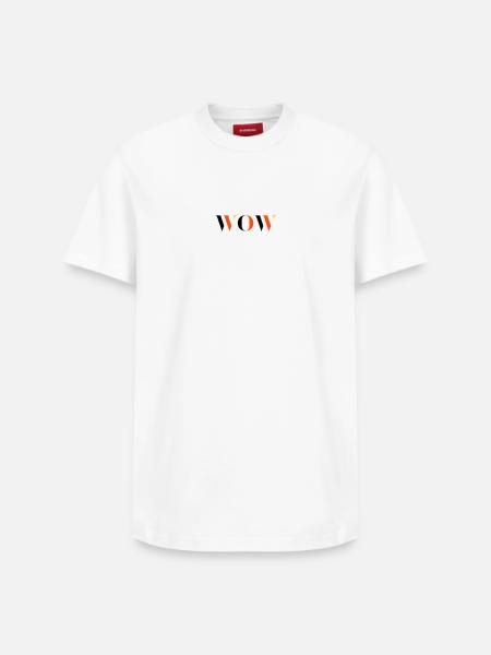 WOW tri-colour - Relaxed Unisex Supima Cotton T-Shirt – by SPREAD - white