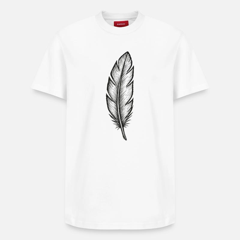 Plume noire pailletée avec texture - T-shirt unisexe décontracté en coton Supima – de SPREAD - blanc