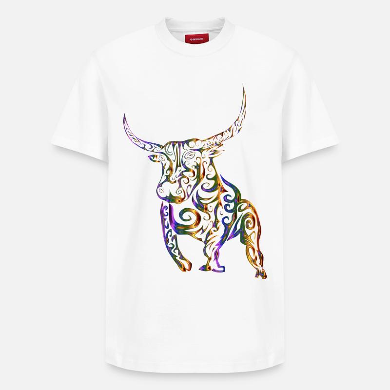 Taureau - T-shirt unisexe décontracté en coton Supima – de SPREAD - blanc