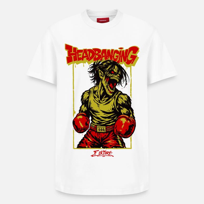 Zombie-Boxer Headbanging - Relaxed Unisex Supima Cotton T-Shirt – von SPREAD - Weiß