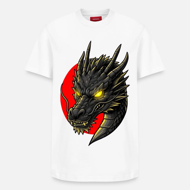Tête de dragon d’Asie - T-shirt unisexe décontracté en coton Supima – de SPREAD - blanc