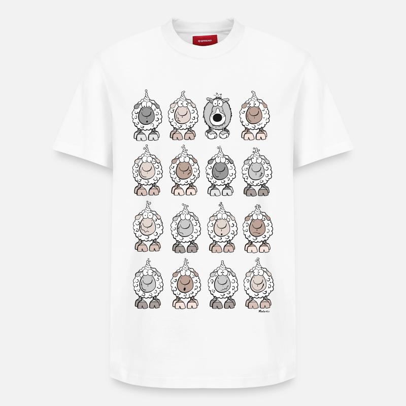 Schafherde mit Wolf - Relaxed Unisex Supima Cotton T-Shirt – von SPREAD - Weiß