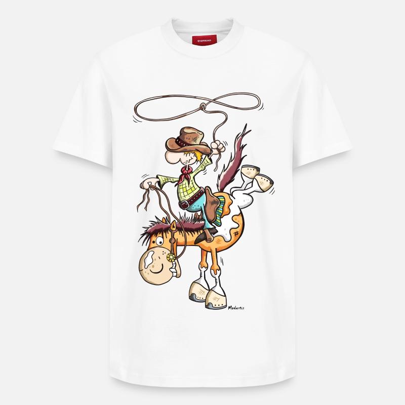 Cow-boy à cheval - T-shirt unisexe décontracté en coton Supima – de SPREAD - blanc