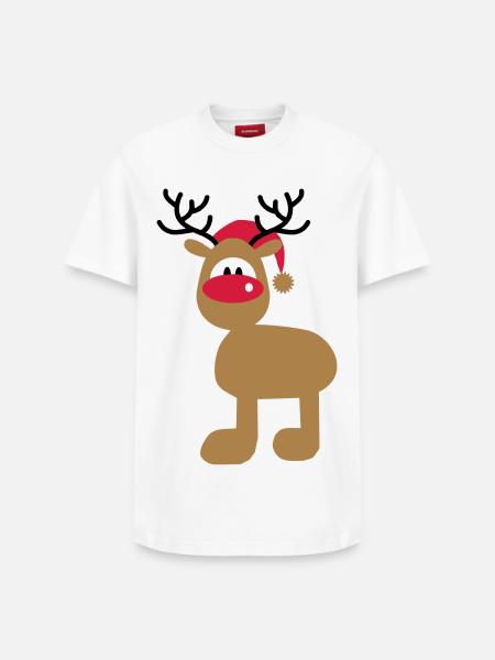 Moose with Christmas hat - Relaxed Unisex Supima Cotton T-Shirt – by SPREAD - white