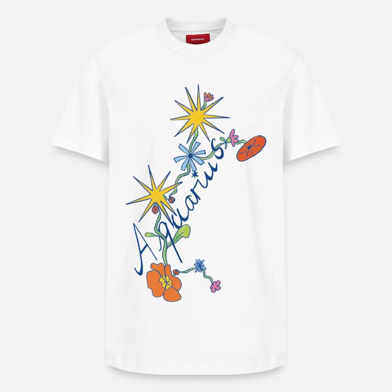 Verseau – Illustration créative du zodiaque - T-shirt unisexe décontracté en coton Supima – de SPREAD - blanc