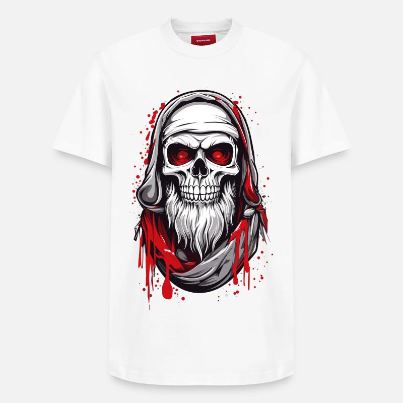 Crâne Père Noël - T-shirt unisexe décontracté en coton Supima – de SPREAD - blanc