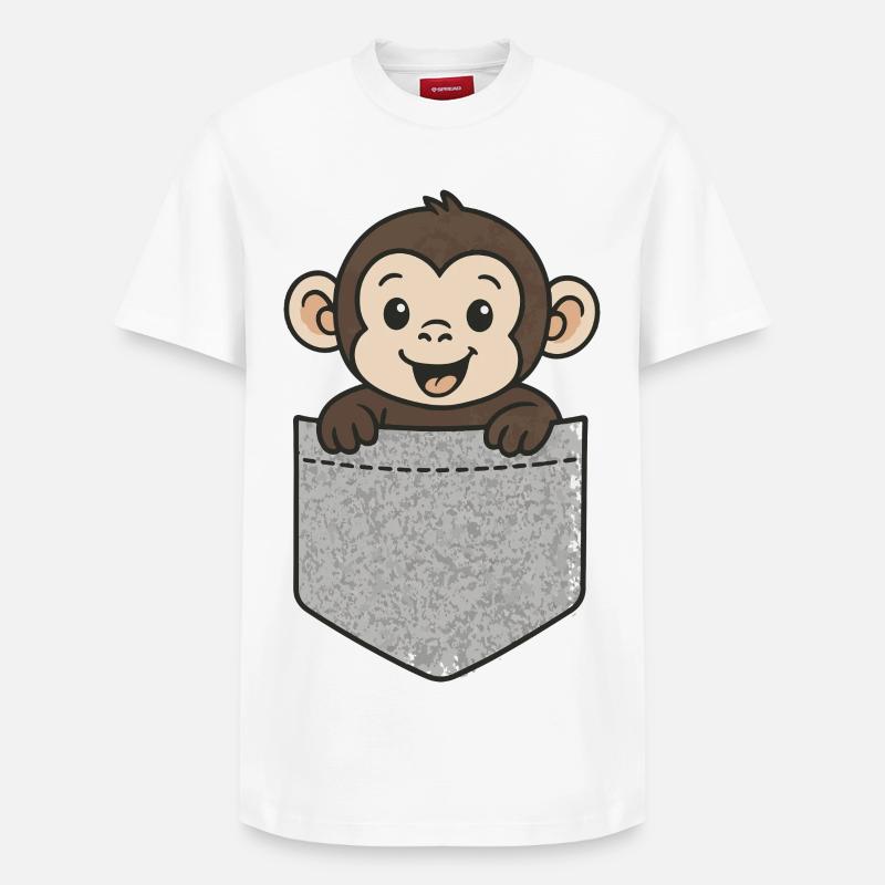 Taschenäffchen - Relaxed Unisex Supima Cotton T-Shirt – von SPREAD - Weiß