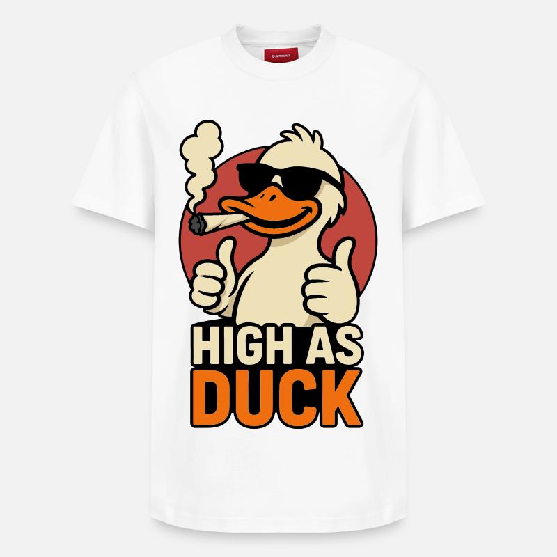 High as Duck - THC Ente - T-shirt unisexe décontracté en coton Supima – de SPREAD - blanc