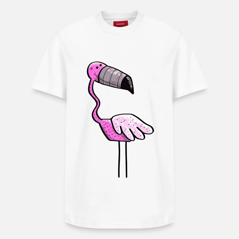 Flamingo Puissance - Oiseau - Été - Rose - T-shirt unisexe décontracté en coton Supima – de SPREAD - blanc