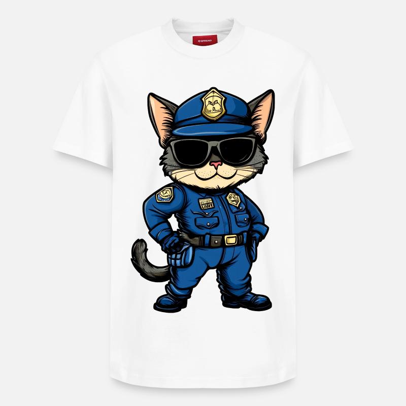Chat policier - T-shirt unisexe décontracté en coton Supima – de SPREAD - blanc