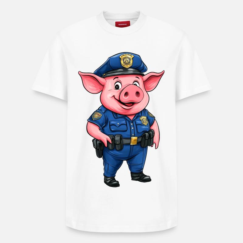 Police des Cochons / Policière Cochon - T-shirt unisexe décontracté en coton Supima – de SPREAD - blanc