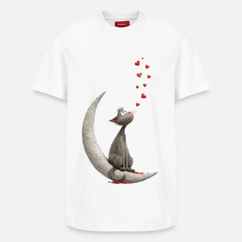 Chat sur la Lune - T-shirt unisexe décontracté en coton Supima – de SPREAD - blanc