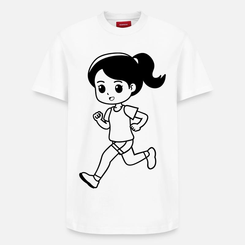 Coureuse Fille Style Dessin Animé - T-shirt unisexe décontracté en coton Supima – de SPREAD - blanc