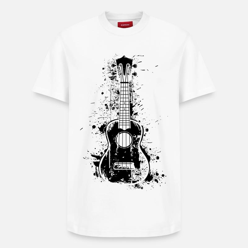 Ukulele Farbklecks - Relaxed Unisex Supima Cotton T-Shirt – von SPREAD - Weiß
