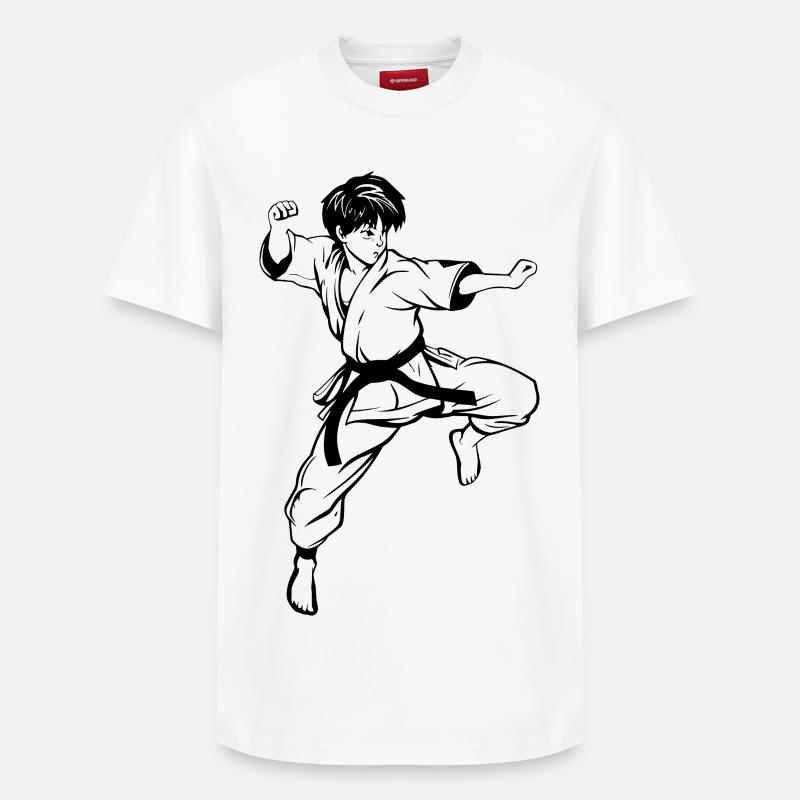 Dessin de karaté garçon - T-shirt unisexe décontracté en coton Supima – de SPREAD - blanc