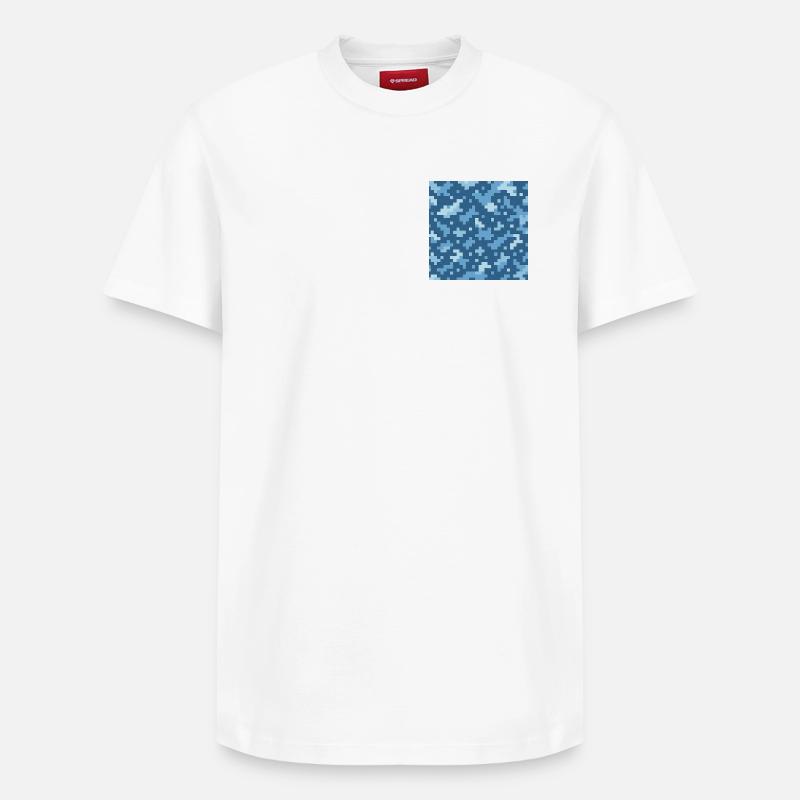 Blue pixel pattern - Relaxed Unisex Supima Cotton T-Shirt – by SPREAD - white