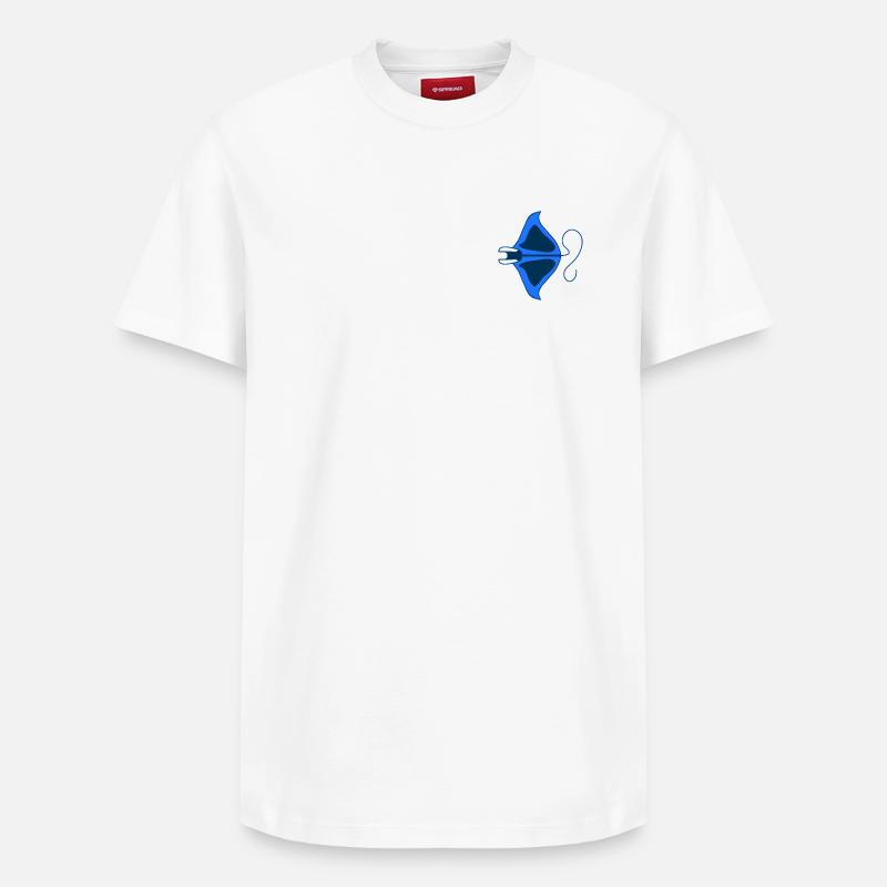 Manta Bleu Linéaire Stylisé - T-shirt unisexe décontracté en coton Supima – de SPREAD - blanc