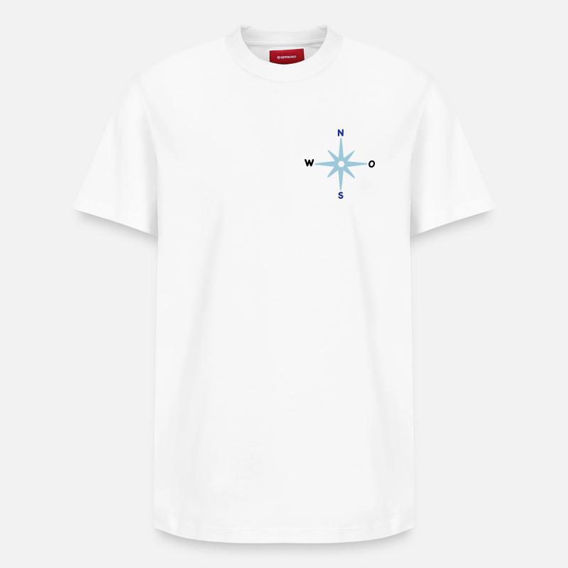 Kompass Himmelsrichtungen Sternkompass maritim - Relaxed Unisex Supima Cotton T-Shirt – von SPREAD - Weiß