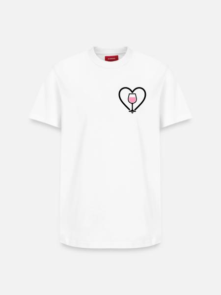 Heart + Rosé Wine – Rosé Lover - Relaxed Unisex Supima Cotton T-Shirt – by SPREAD - white