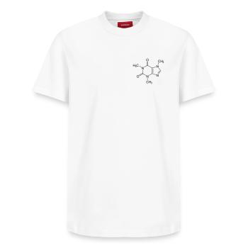 Caféine - T-shirt unisexe décontracté en coton Supima – de SPREAD - blanc - Devant - AI Model Female 172 dark (172cm) & AI Model Male 185 dark (185cm)