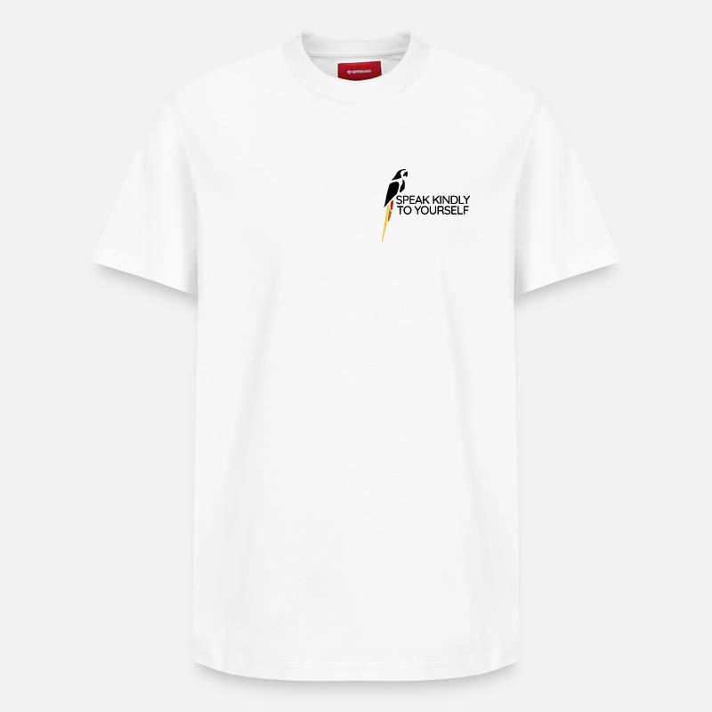 Perroquet - Parle-toi gentiment - T-shirt unisexe décontracté en coton Supima – de SPREAD - blanc